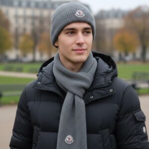 Luxury Moncler Wool Knit Beanie and Scarf Set – Timeless Winter Essentials