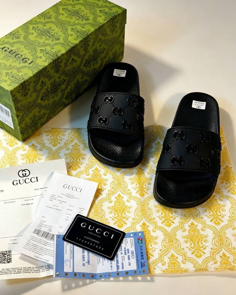 Gucci Interlocking GG Embossed Rubber Slides - Image 2