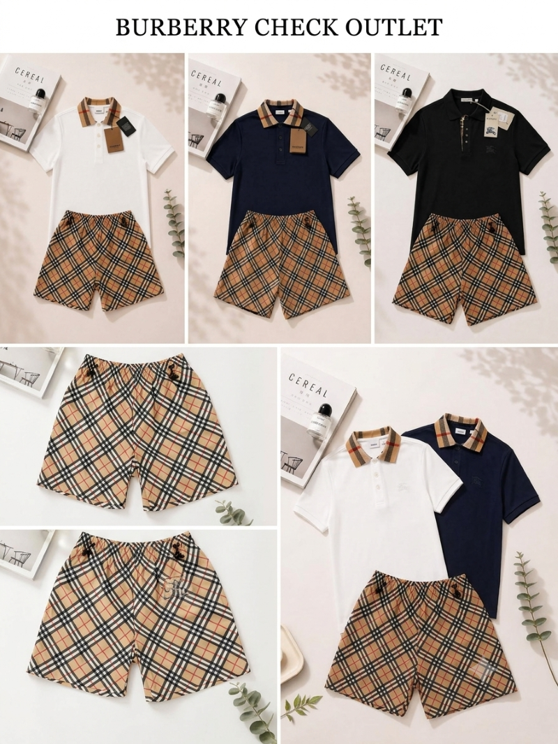 Burberry Vintage Check Polo & Shorts Two-Piece Set